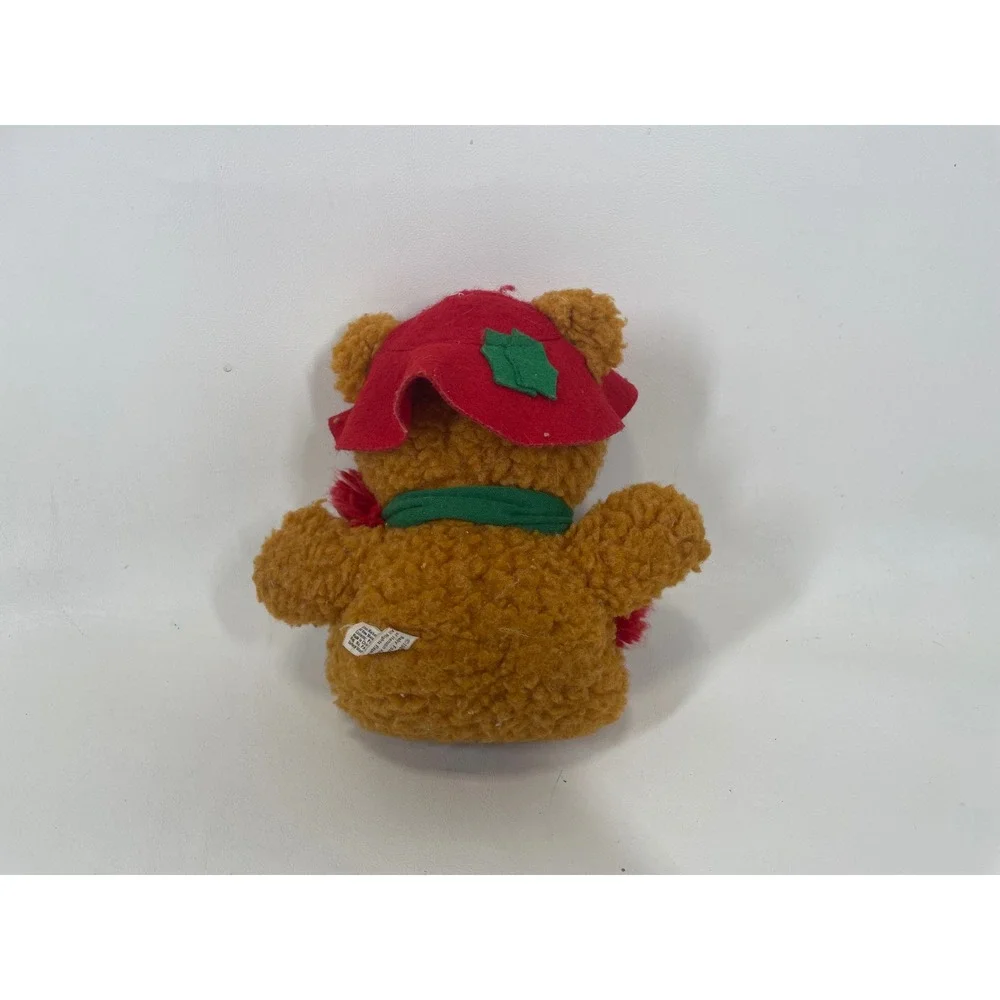 Vintage 1987 Baby Fozzie Bear Plush Muppets Christmas Hat Scarf Brown Sherpa Toy